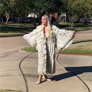 Vintage Crystal Fox Full-Length Fur Coat - Le Nobel of Athens - Rare Luxury